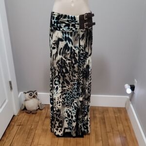 Animal Print Maxi Skirt with Buckle Waist Sz S